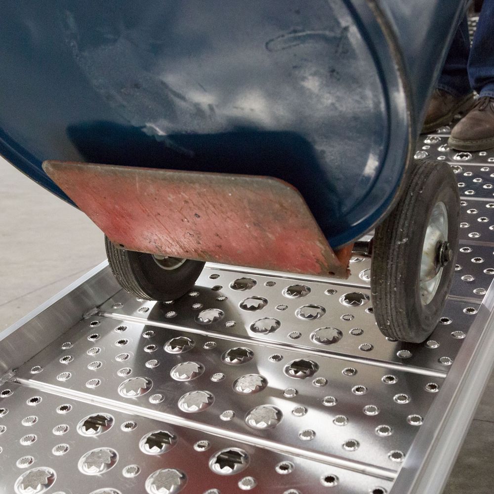 26" W Aluminum Punch Plate Walk Ramp, Hook End - 1,750 lb. Cap