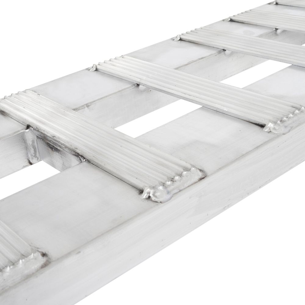 12" W Aluminum Car Trailer Ramps, Hook & Plate Hybrid End, Knife Foot - 3,000 lb. Per Axle