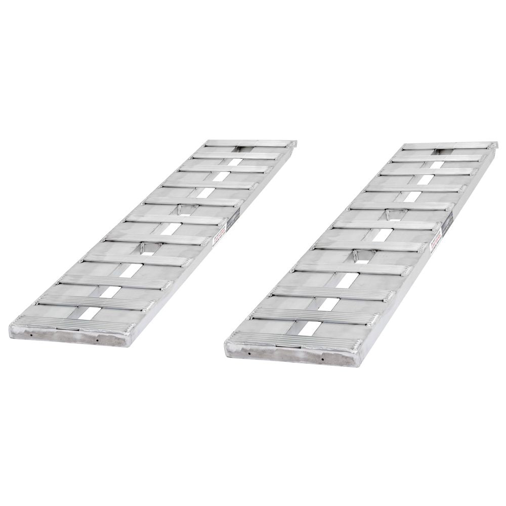 15" W Aluminum Car Trailer Ramps Hook End, Knife Foot- 5,000 lb. Per Axle