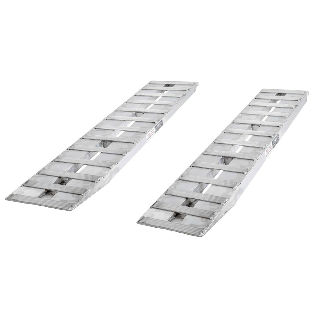 15" W Aluminum Car Trailer Ramps Hook End, Knife Foot- 5,000 lb. Per Axle