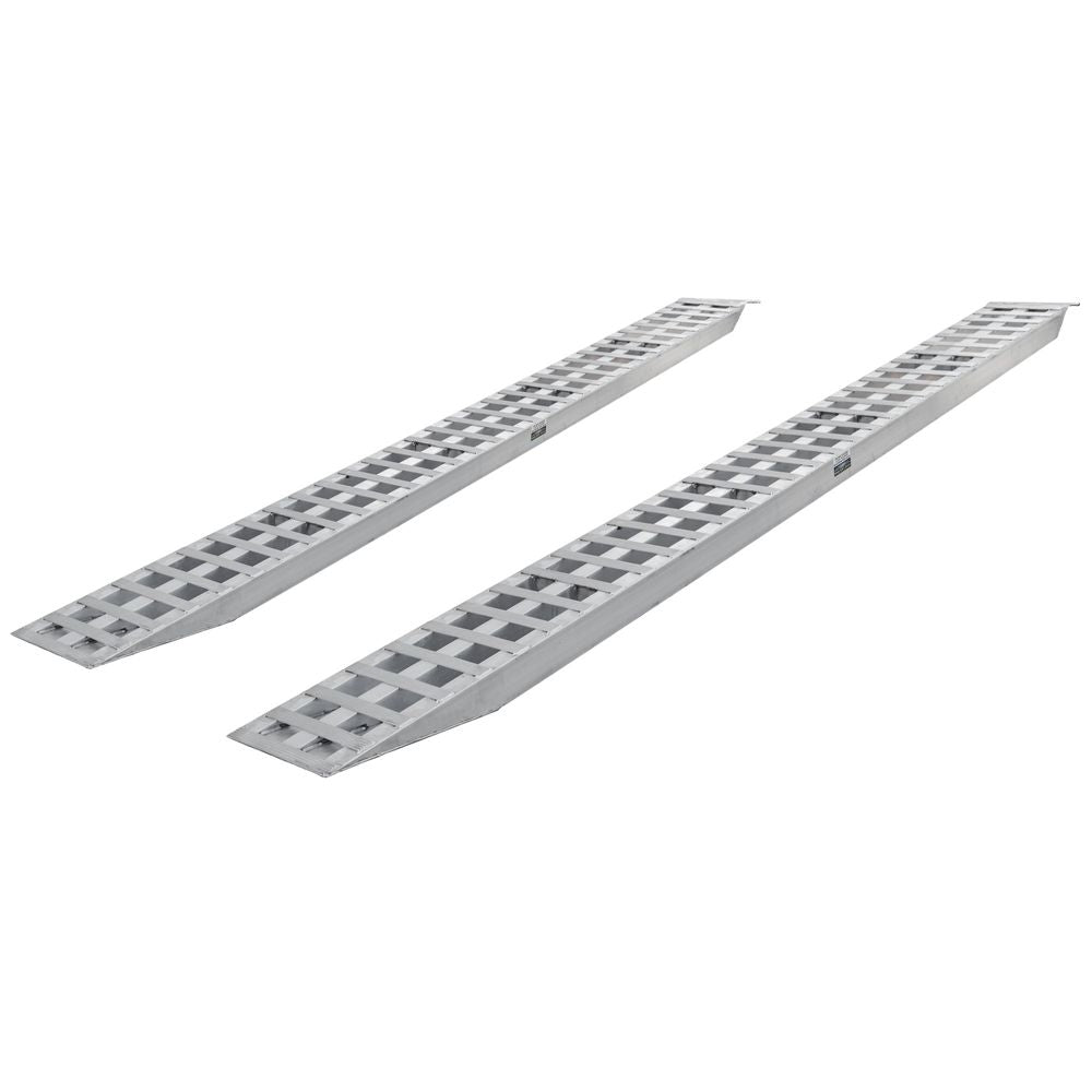 16' L X 18" W Aluminum Car Trailer Ramps, Plate End, Knife Foot - 5,000 lb. Per Axle