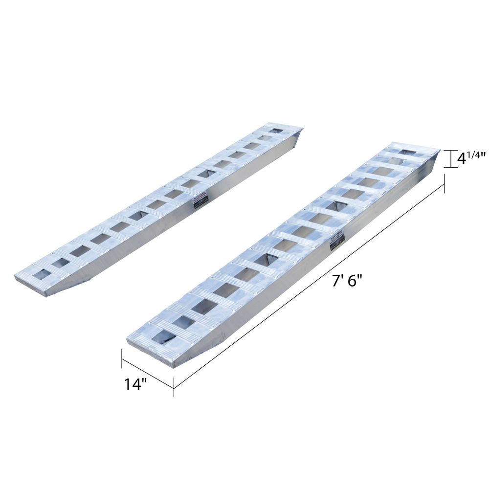 7' 6" L x 14" W Aluminum Ramps, Pin-On End, Stub Foot - 10,000 per Axle