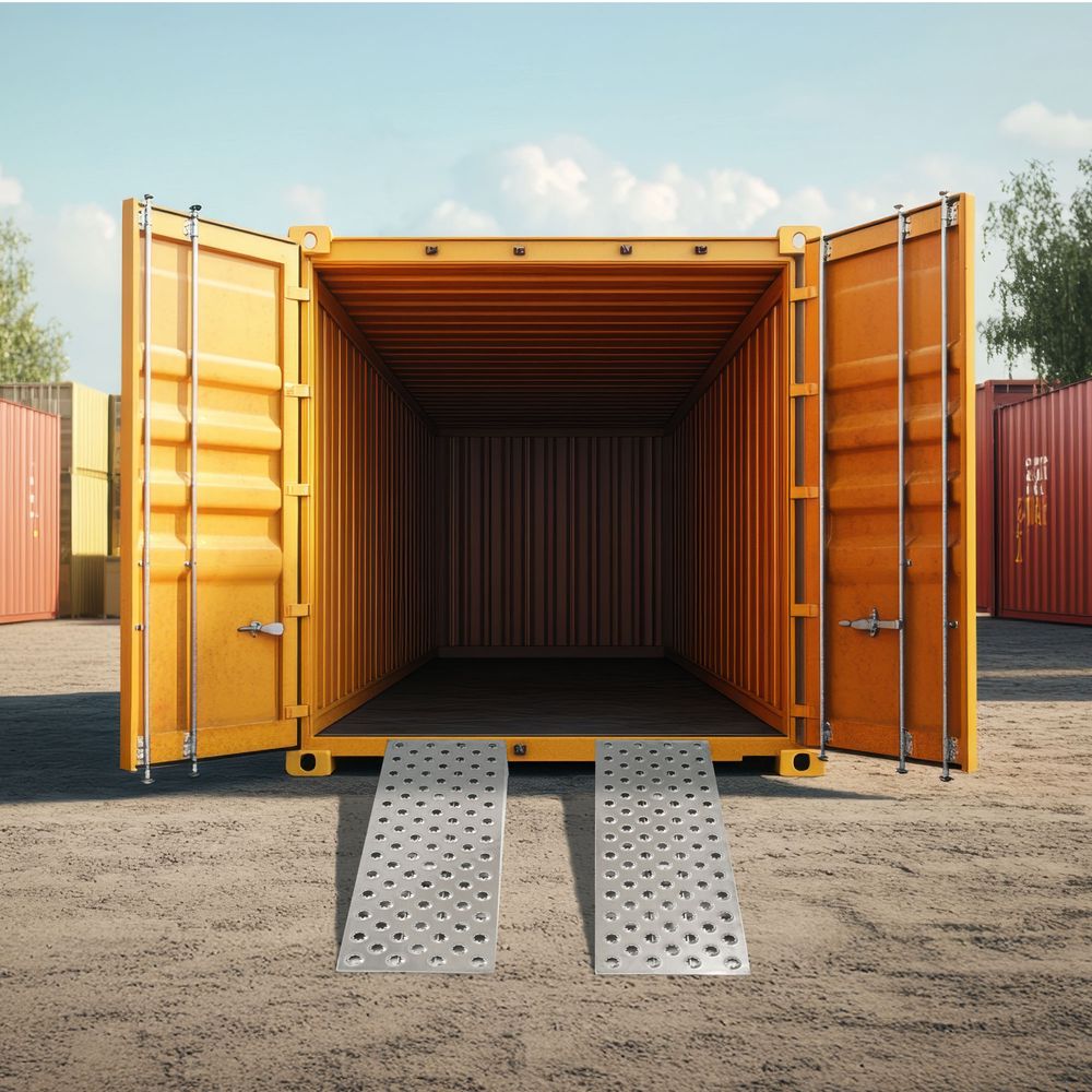 16" W Aluminum Shipping Container Wedge Ramps - 10,000 lb. Cap