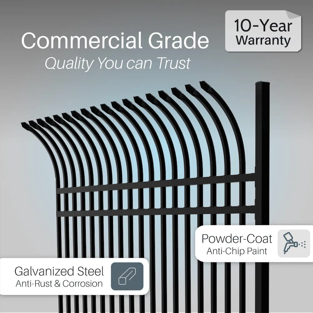 Aleko Commercial Grade 8-Panel Steel Fence Kit – Athens – 8x6 ft. Each