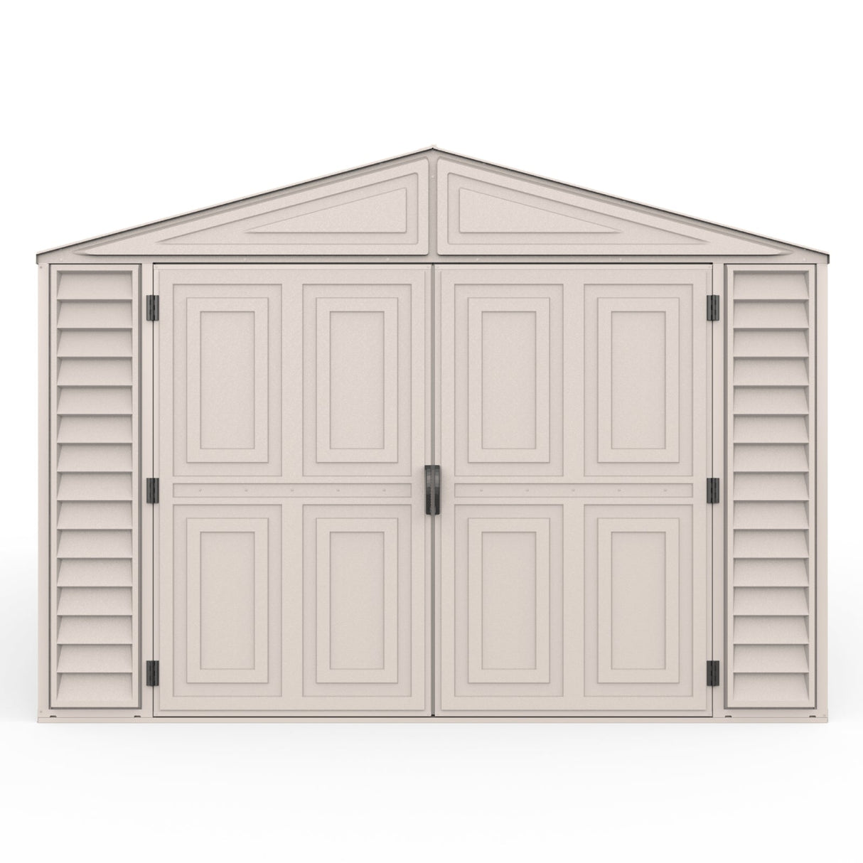 10.5x28.5 ft Vinyl Garage, Vinyl Storage Shed with Foundation, 2 Windows & Side Doors