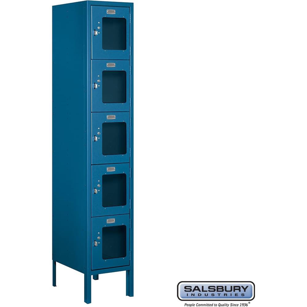 12" Wide Five Tier Box Style See-Through Metal Locker - 1 Wide - 5 Feet High - 15" Deep by Salsbury