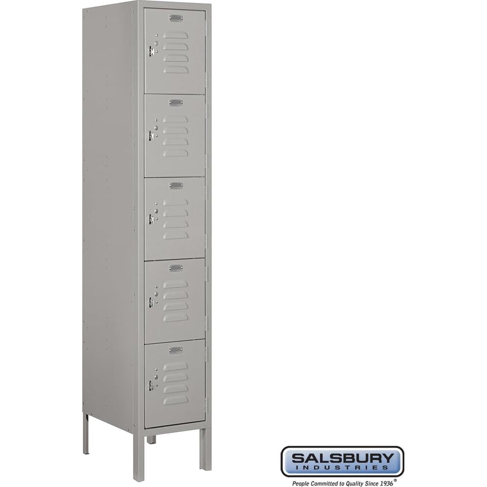 12" Wide Five Tier Box Style Standard Metal Locker - 1 Wide - 5 Feet High - 15" Deep by Salsbury
