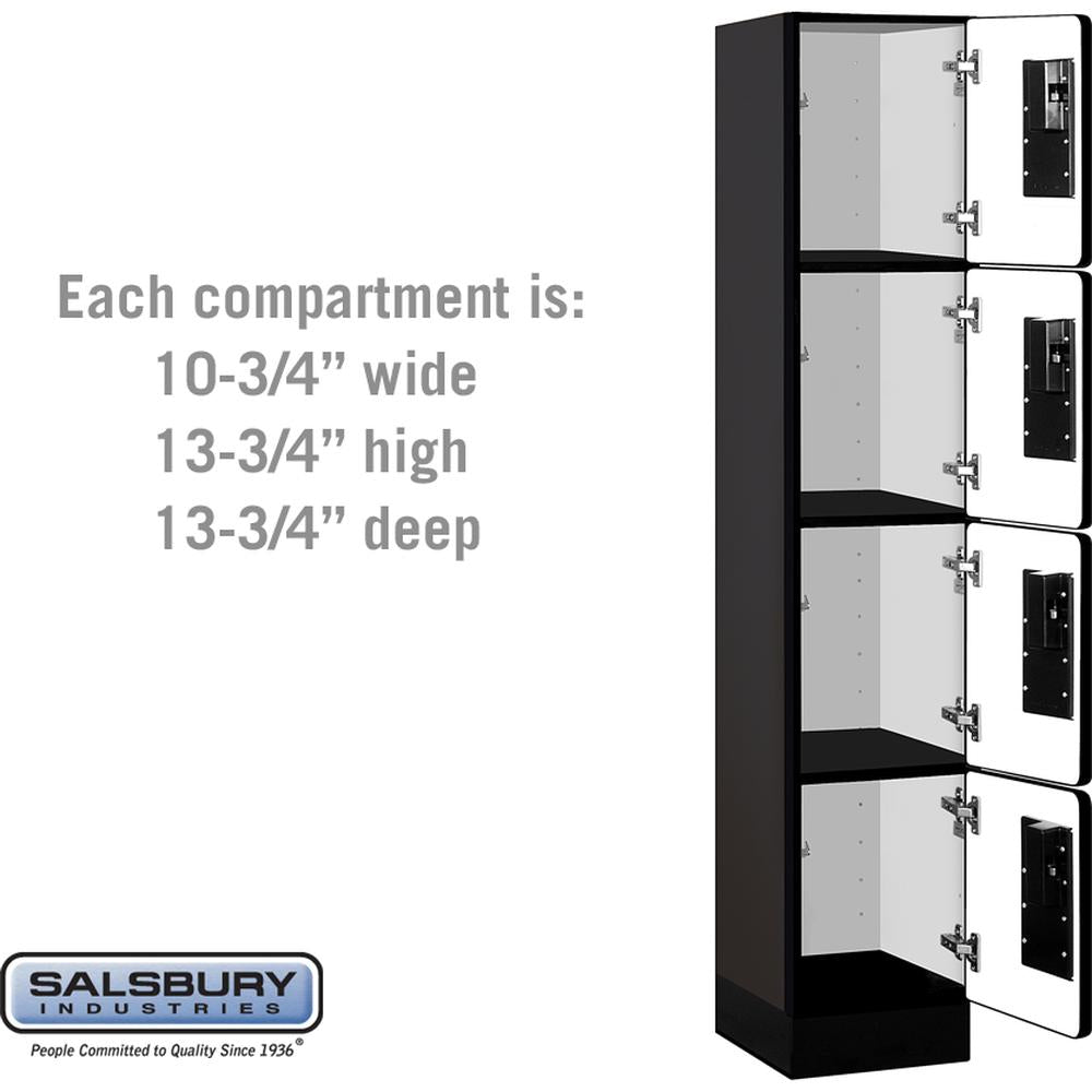 12" Wide Four Tier Designer Wood Locker - 1 Wide - 5 Feet High - 15" Deep by Salsbury