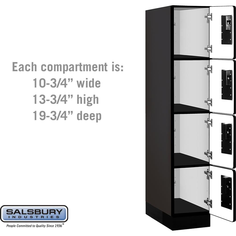 12" Wide Four Tier Designer Wood Locker - 1 Wide - 5 Feet High - 21" Deep by Salsbury