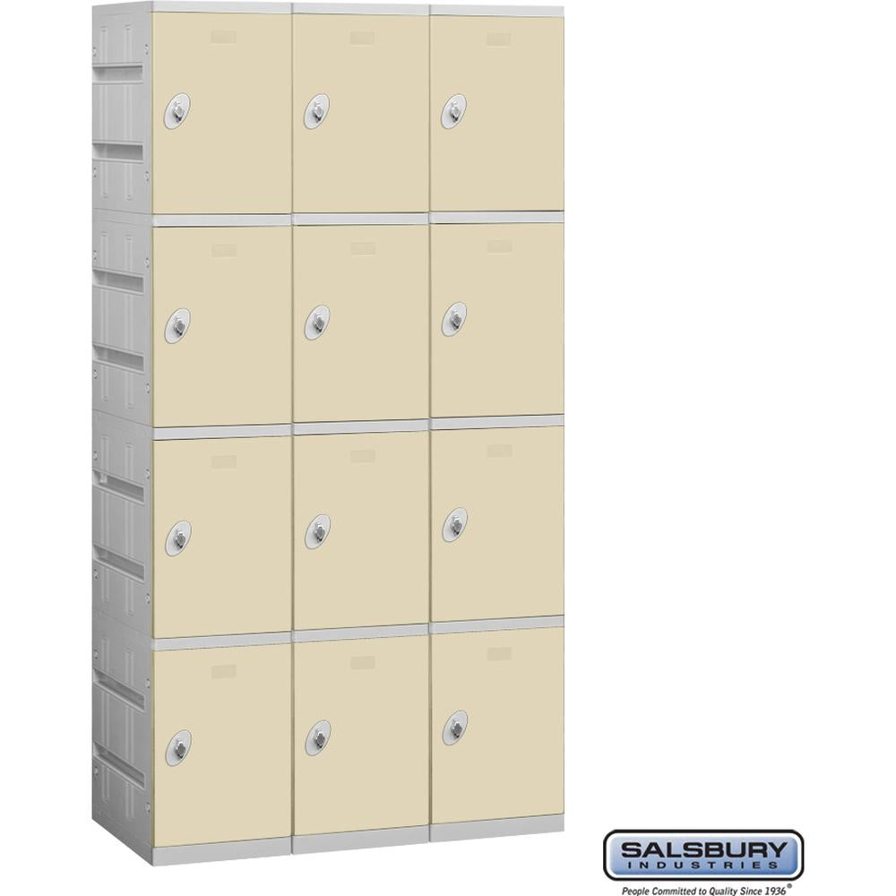 12" Wide Four Tier Plastic Locker - 3 Wide - 6 Feet High - 18" Deep by Salsbury