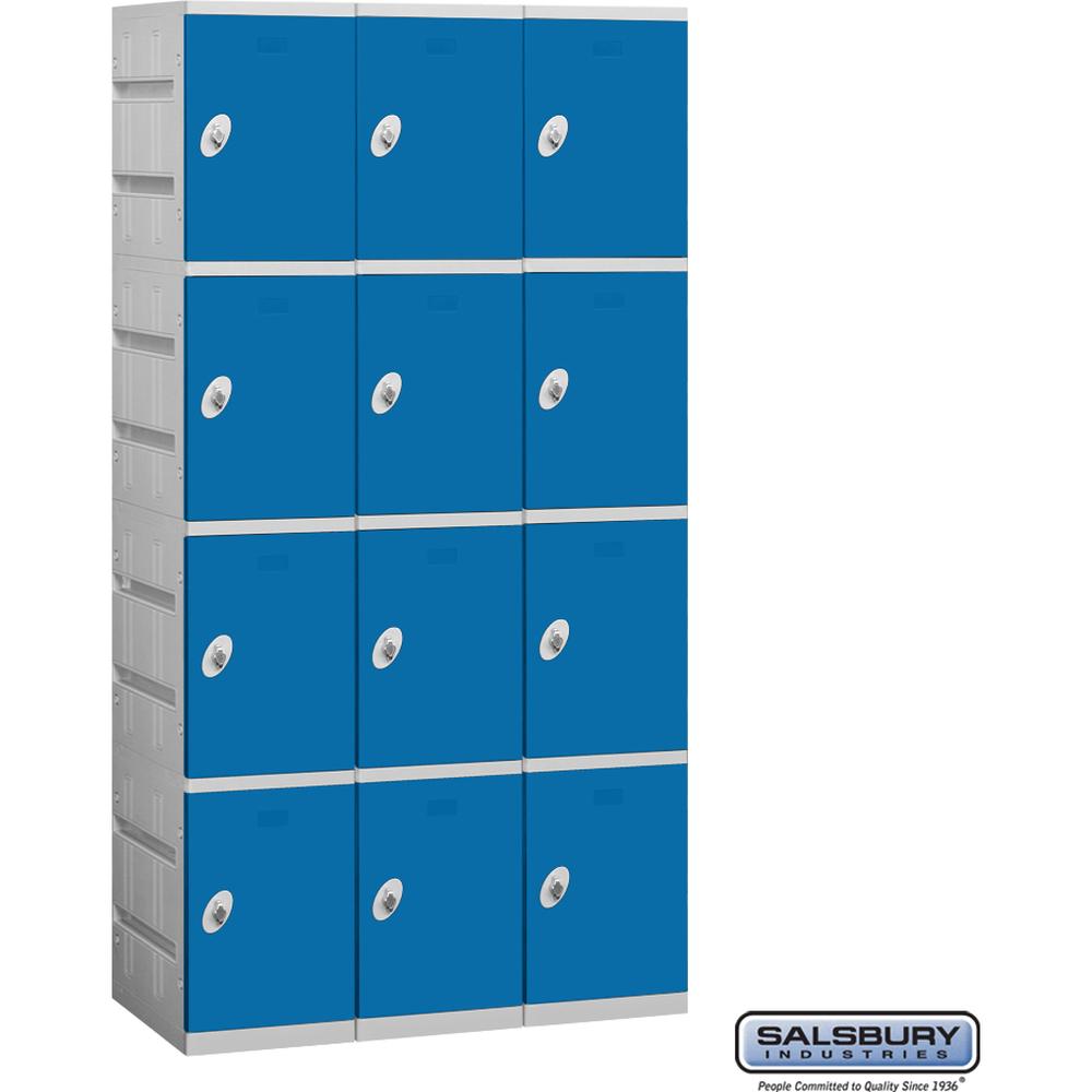 12" Wide Four Tier Plastic Locker - 3 Wide - 6 Feet High - 18" Deep by Salsbury