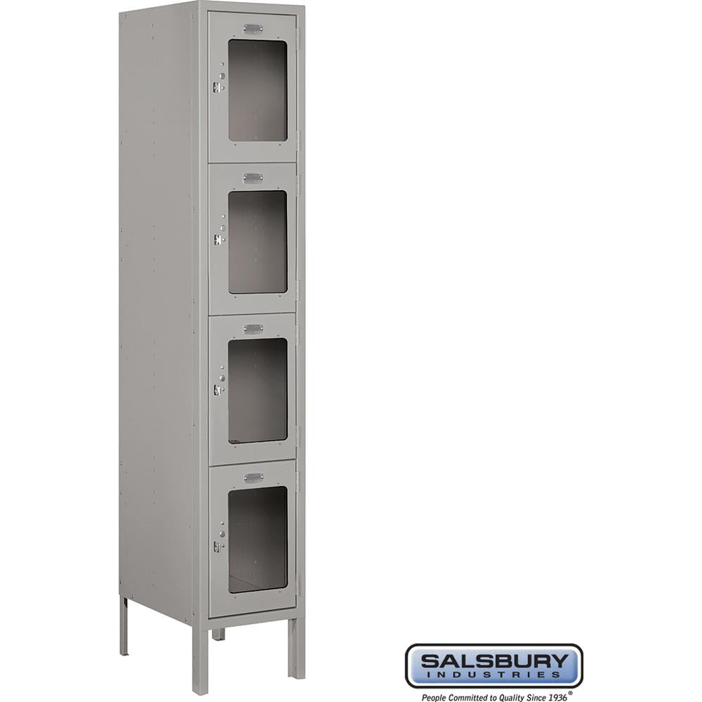 12" Wide Four Tier See-Through Metal Locker - 1 Wide - 5 Feet High - 15" Deep by Salsbury