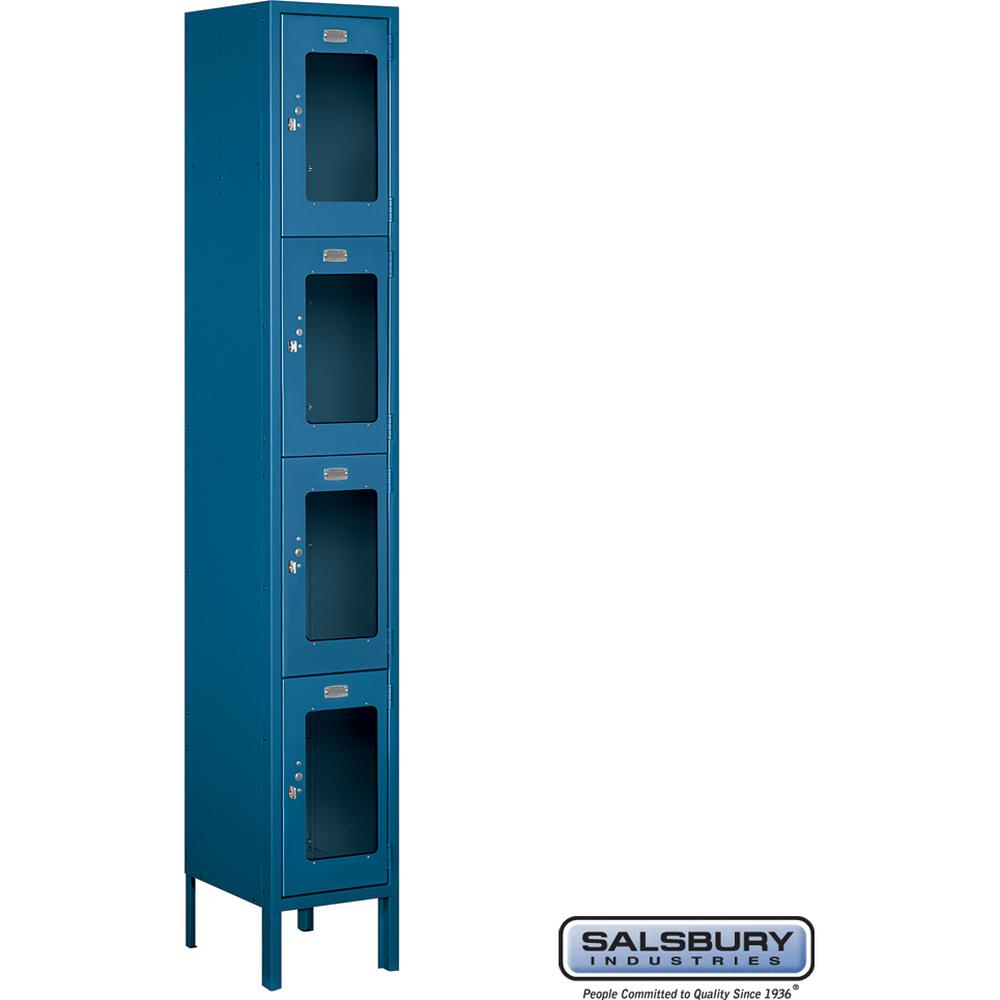 12" Wide Four Tier See-Through Metal Locker - 1 Wide - 6 Feet High - 12" Deep by Salsbury