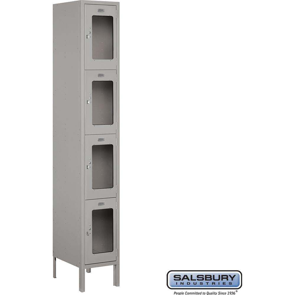 12" Wide Four Tier See-Through Metal Locker - 1 Wide - 6 Feet High - 15" Deep by Salsbury