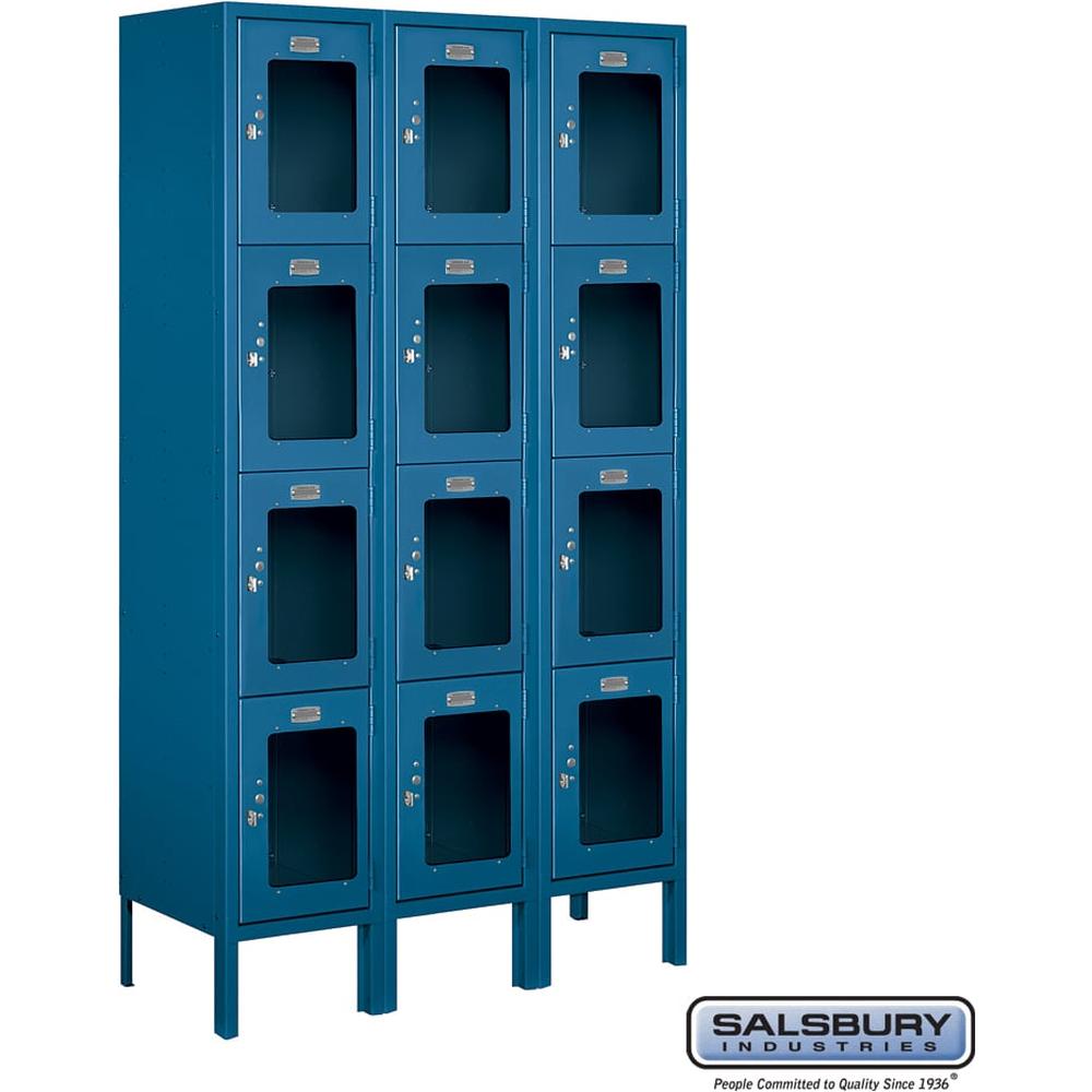 12" Wide Four Tier See-Through Metal Locker - 3 Wide - 5 Feet High - 12" Deep by Salsbury