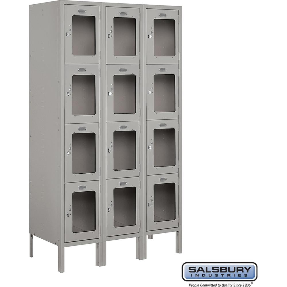 12" Wide Four Tier See-Through Metal Locker - 3 Wide - 5 Feet High - 15" Deep by Salsbury