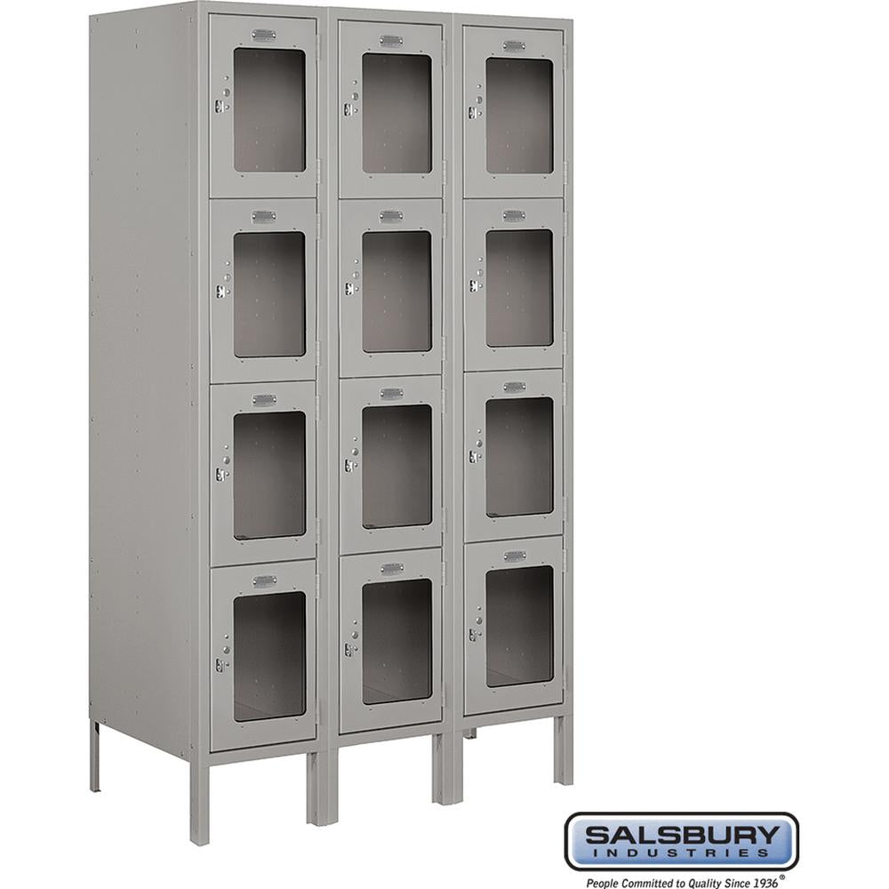 12" Wide Four Tier See-Through Metal Locker - 3 Wide - 5 Feet High - 18" Deep by Salsbury