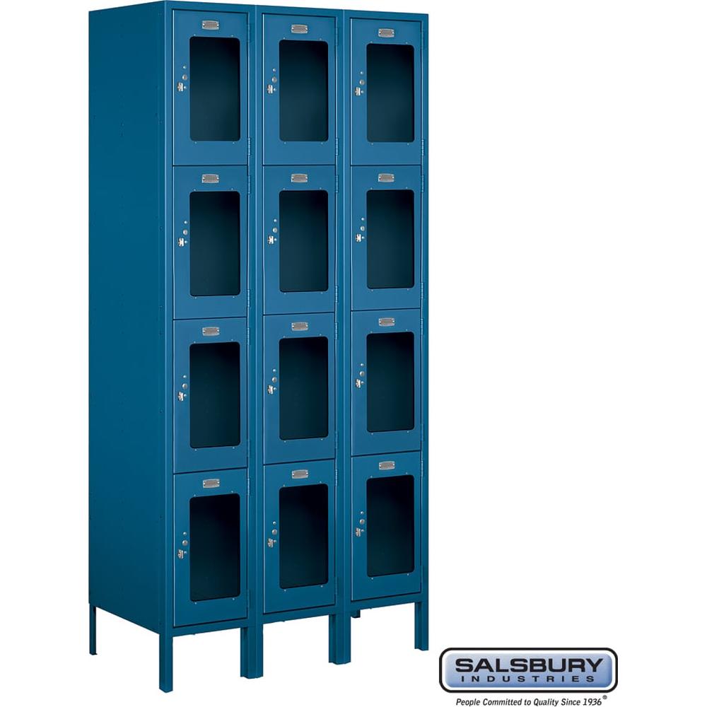 12" Wide Four Tier See-Through Metal Locker - 3 Wide - 6 Feet High - 18" Deep by Salsbury