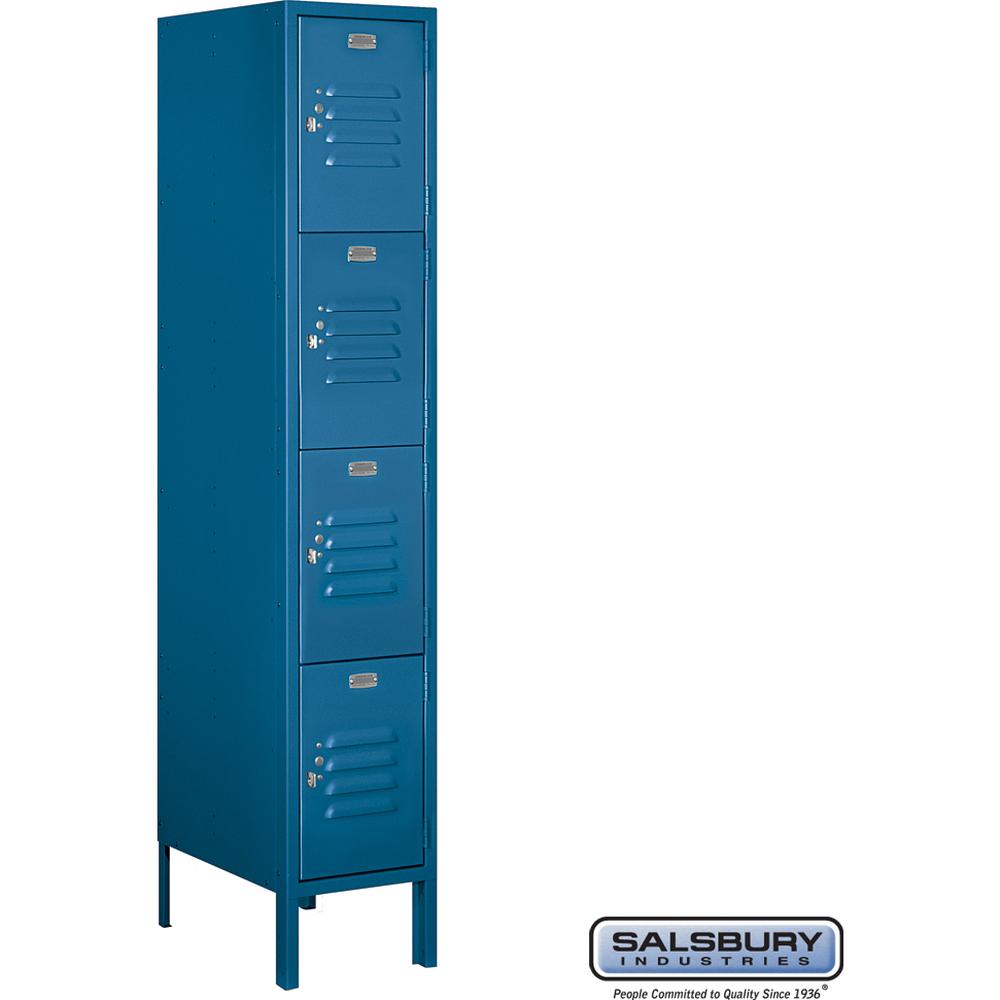 12" Wide Four Tier Standard Metal Locker - 1 Wide - 5 Feet High - 18" Deep by Salsbury