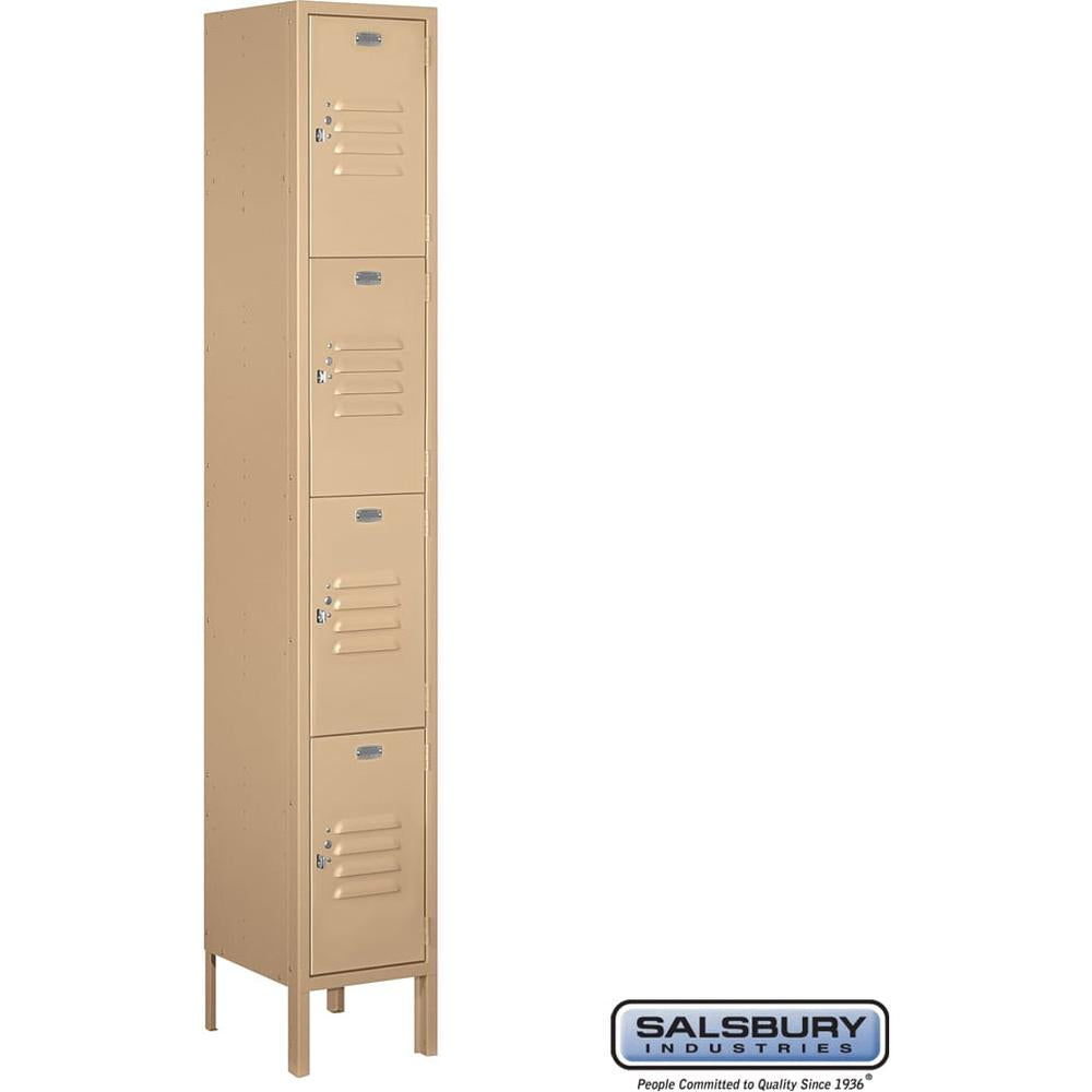 12" Wide Four Tier Standard Metal Locker - 1 Wide - 6 Feet High - 12" Deep by Salsbury