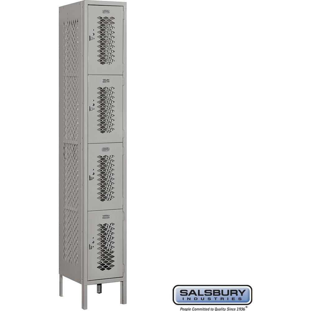 12" Wide Four Tier Vented Metal Locker - 1 Wide - 6 Feet High - 15" Deep by Salsbury