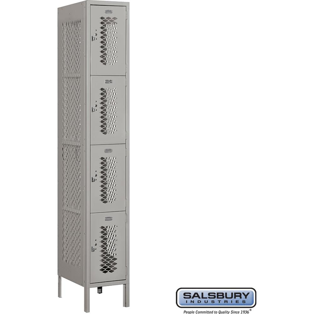 12" Wide Four Tier Vented Metal Locker - 1 Wide - 6 Feet High - 18" Deep by Salsbury