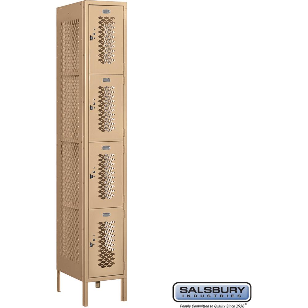 12" Wide Four Tier Vented Metal Locker - 1 Wide - 6 Feet High - 18" Deep by Salsbury