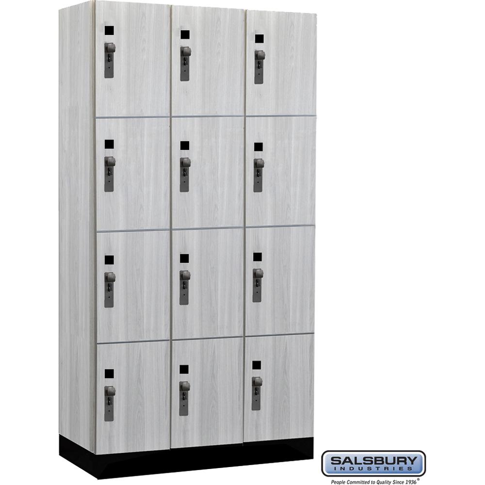12" Wide Premier Wood Locker - Four Tier-3 Wide - 6 Feet High - 18" Deep by Salsbury
