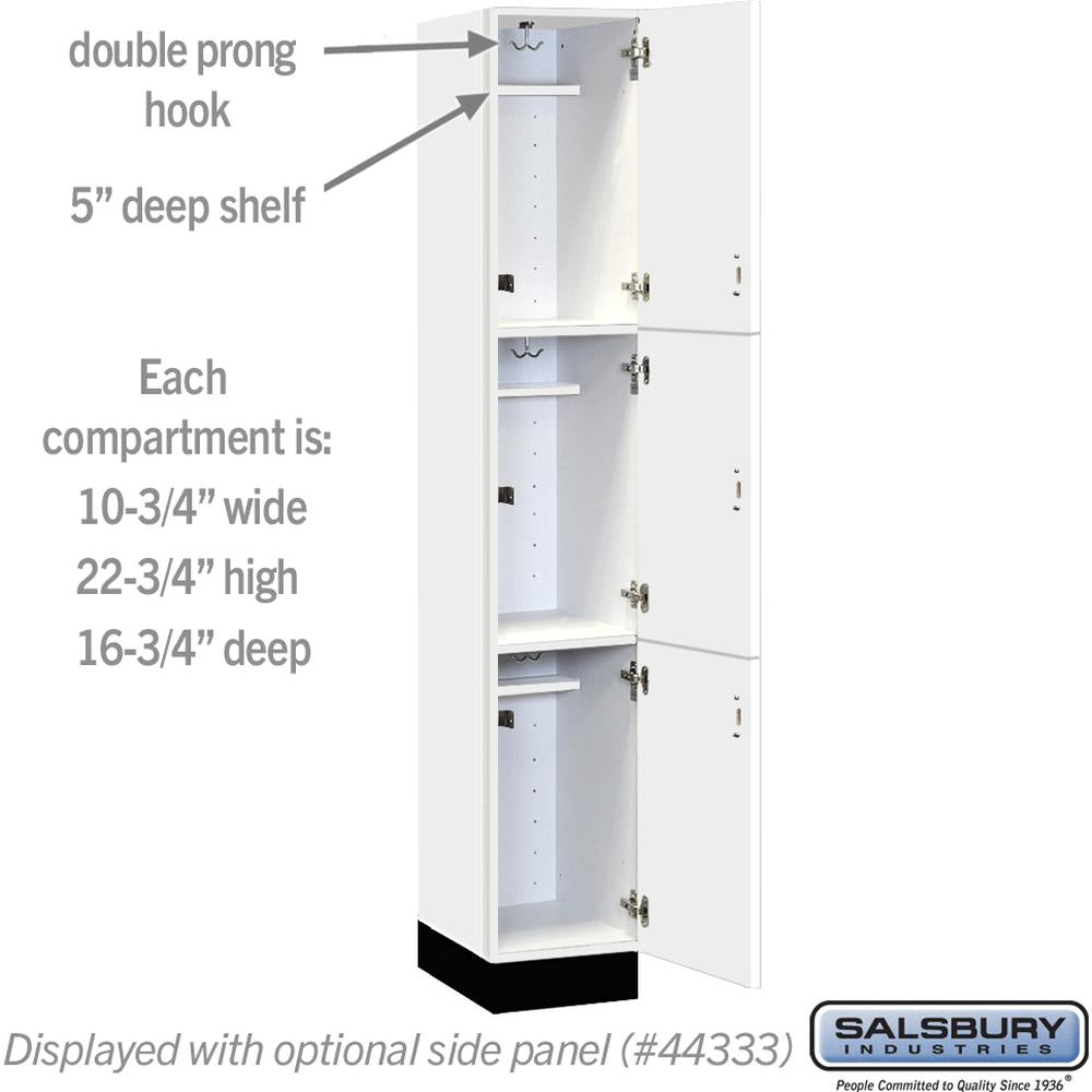 12" Wide Premier Wood Locker - Triple Tier-1 Wide - 6 Feet High - 18" Deep by Salsbury