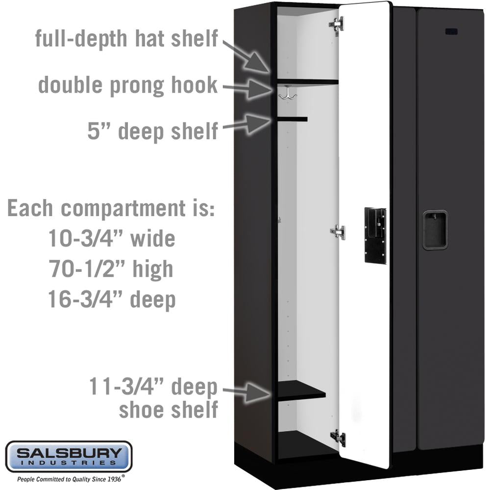 12" Wide Single Tier Designer Wood Locker - 3 Wide - 6 Feet High - 18" Deep by Salsbury