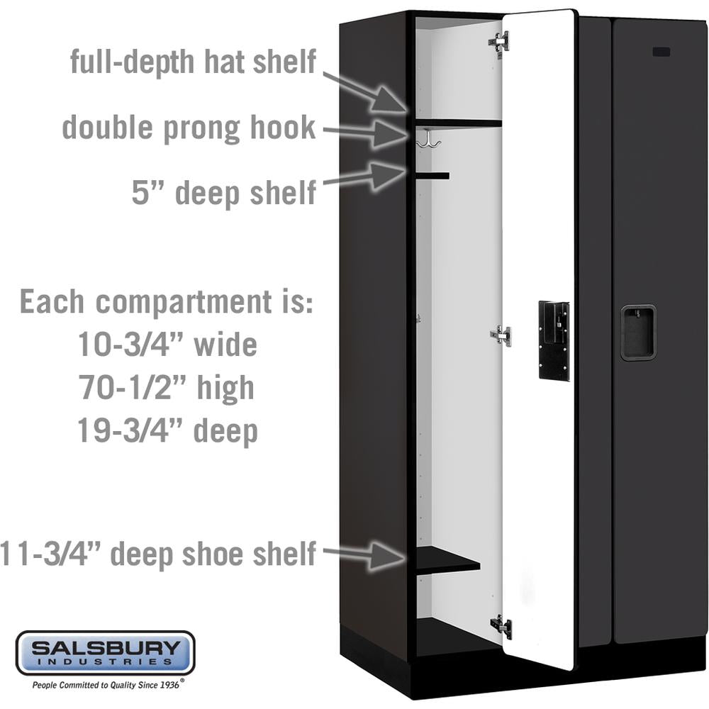 12" Wide Single Tier Designer Wood Locker - 3 Wide - 6 Feet High - 21" Deep by Salsbury