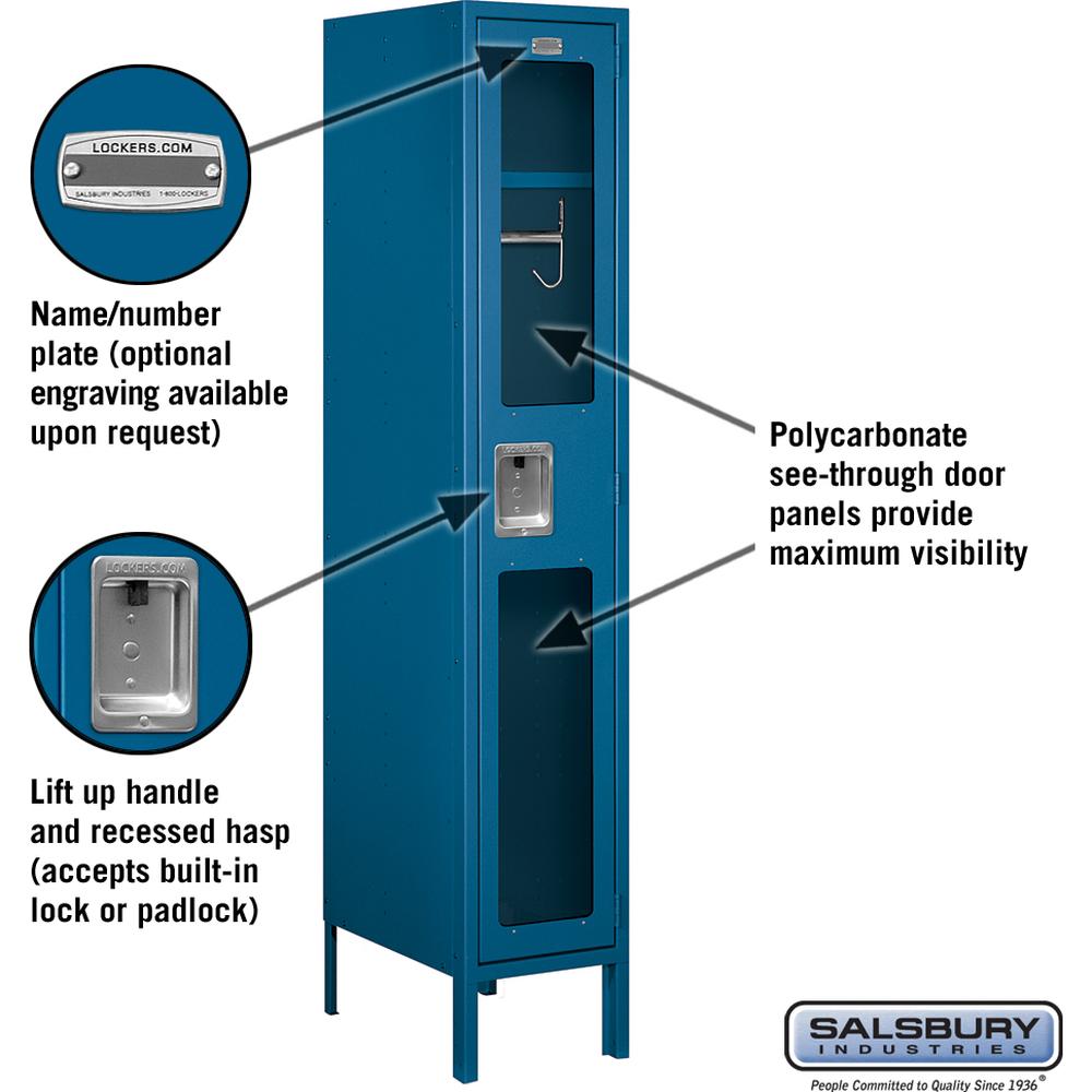 12" Wide Single Tier See-Through Metal Locker - 1 Wide - 5 Feet High - 18" Deep by Salsbury