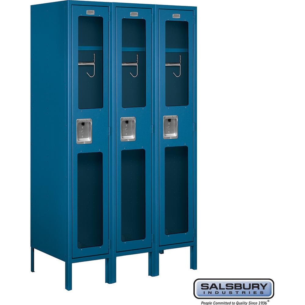 12" Wide Single Tier See-Through Metal Locker - 3 Wide - 5 Feet High - 18" Deep by Salsbury