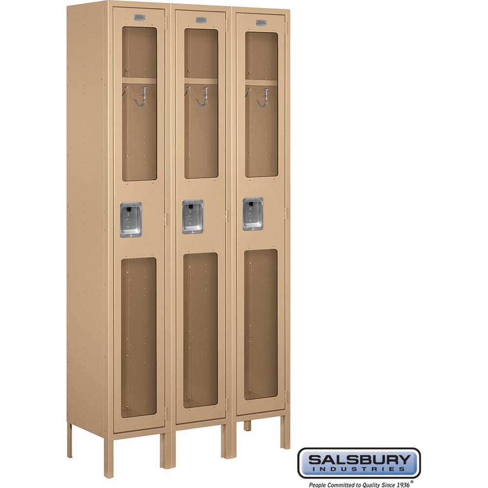 12" Wide Single Tier See-Through Metal Locker - 3 Wide - 6 Feet High - 12" Deep by Salsbury