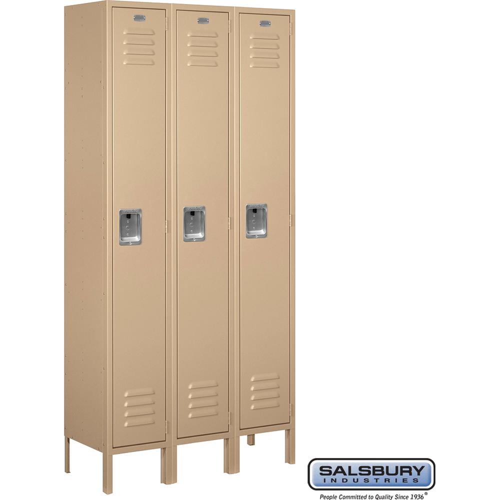 12" Wide Single Tier Standard Metal Locker - 3 Wide - 6 Feet High - 12" Deep by Salsbury