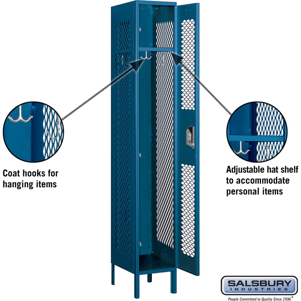 12" Wide Single Tier Vented Metal Locker - 1 Wide - 6 Feet High - 15" Deep by Salsbury