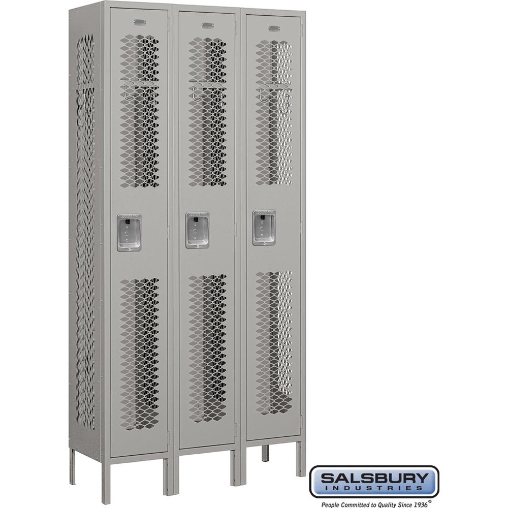 12" Wide Single Tier Vented Metal Locker - 3 Wide - 6 Feet High - 12" Deep by Salsbury