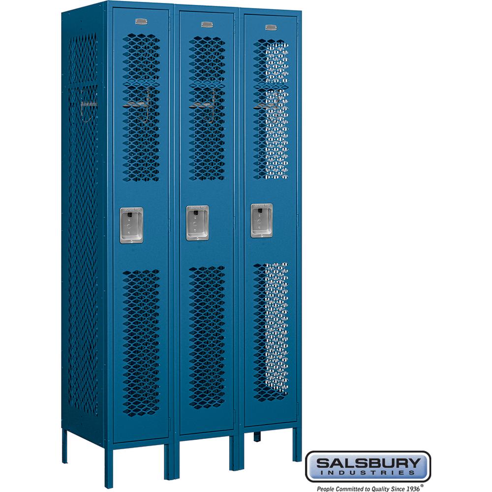 12" Wide Single Tier Vented Metal Locker - 3 Wide - 6 Feet High - 18" Deep by Salsbury