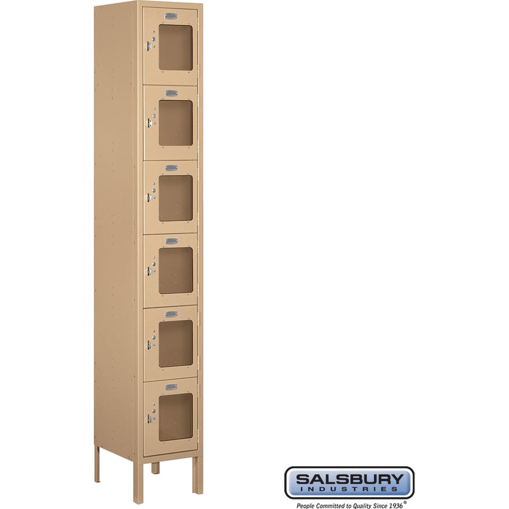 12" Wide Six Tier Box Style See-Through Metal Locker - 1 Wide - 6 Feet High - 12" Deep by Salsbury