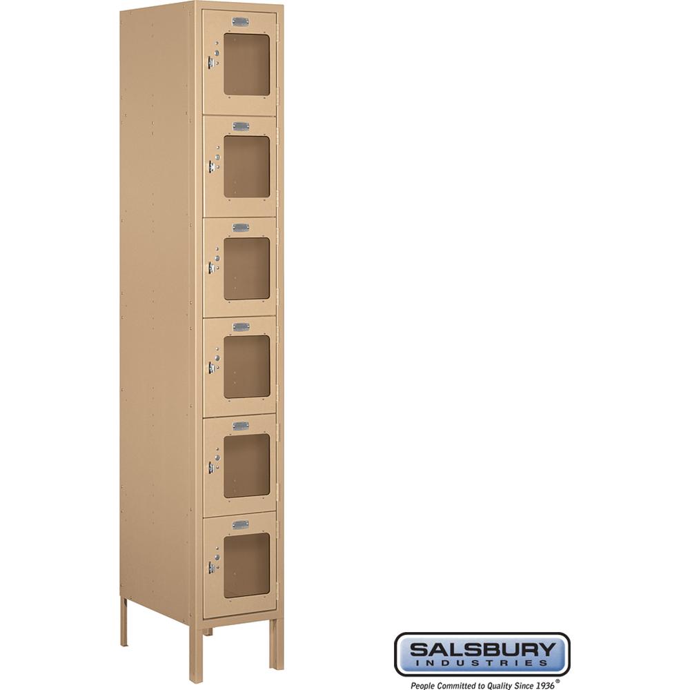 12" Wide Six Tier Box Style See-Through Metal Locker - 1 Wide - 6 Feet High - 18" Deep by Salsbury