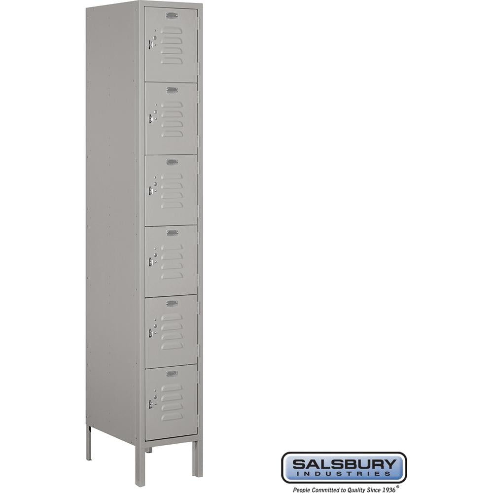 12" Wide Six Tier Box Style Standard Metal Locker - 1 Wide - 6 Feet High - 18" Deep by Salsbury