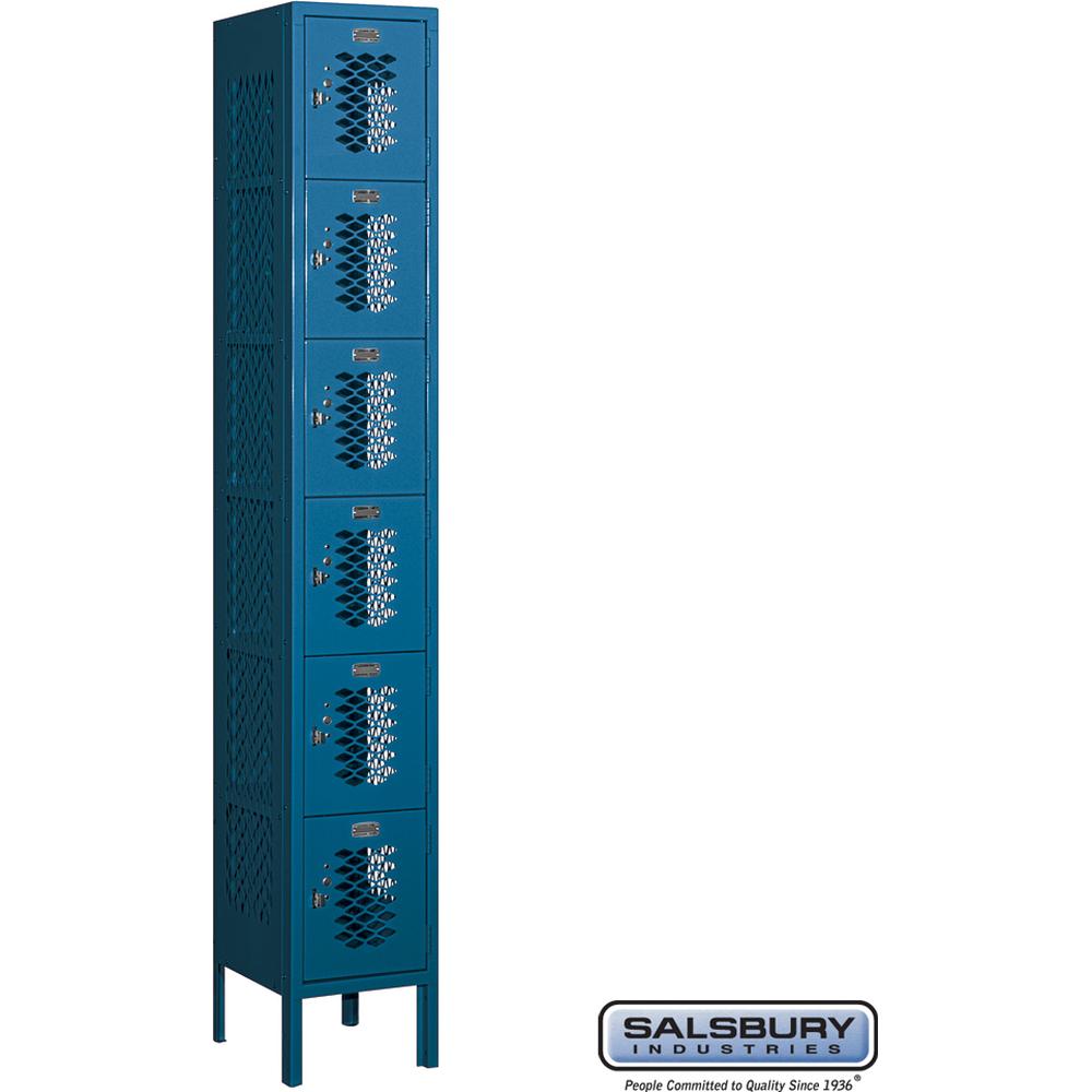 12" Wide Six Tier Box Style Vented Metal Locker - 1 Wide - 6 Feet High - 12" Deep by Salsbury