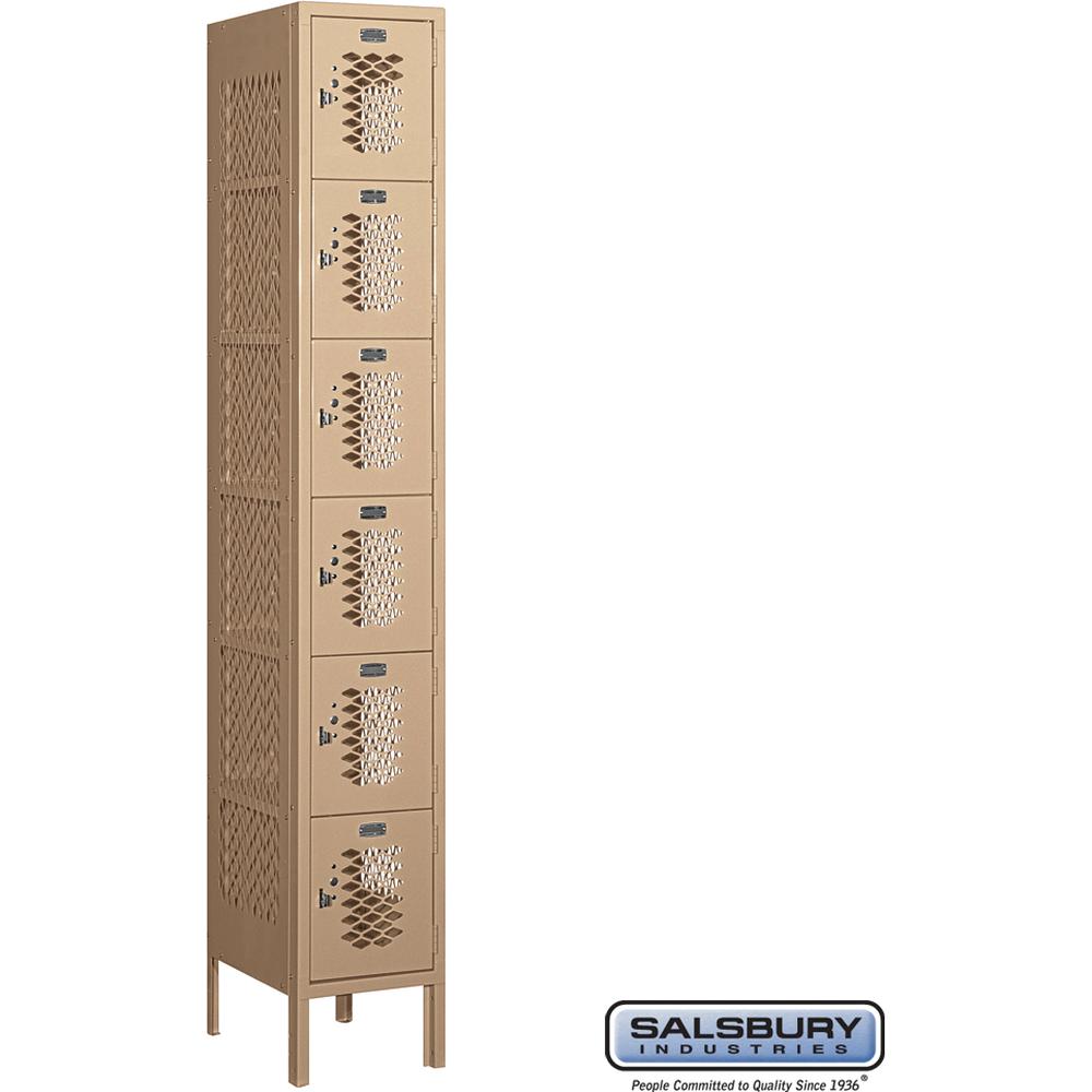 12" Wide Six Tier Box Style Vented Metal Locker - 1 Wide - 6 Feet High - 15" Deep by Salsbury
