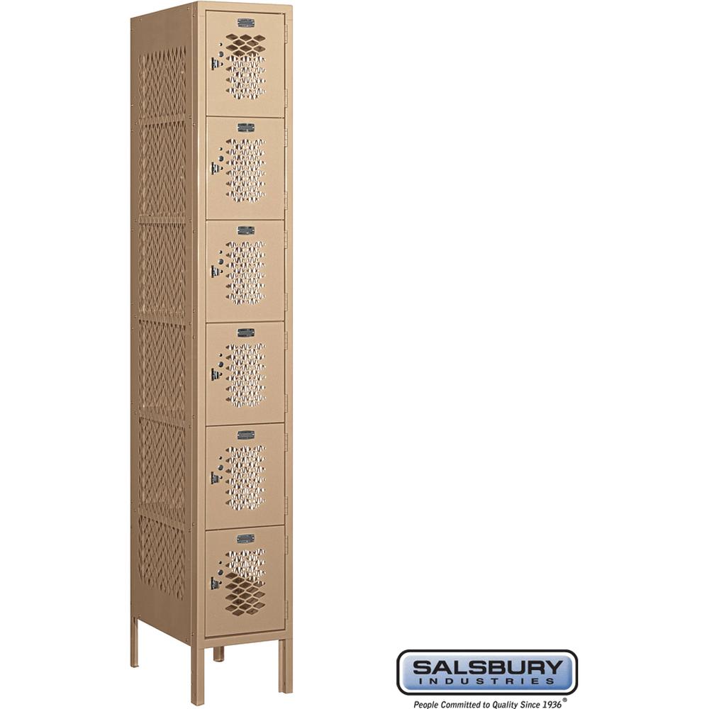 12" Wide Six Tier Box Style Vented Metal Locker - 1 Wide - 6 Feet High - 18" Deep by Salsbury