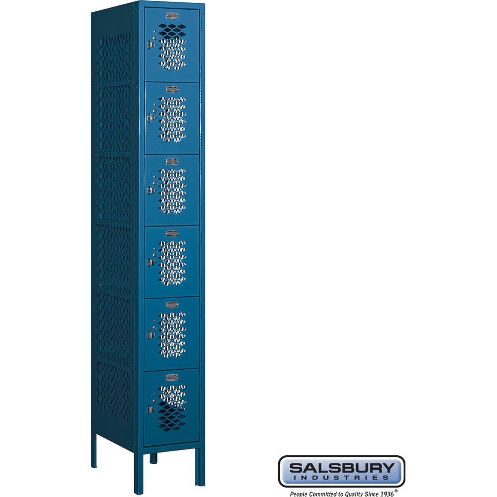 12" Wide Six Tier Box Style Vented Metal Locker - 1 Wide - 6 Feet High - 18" Deep by Salsbury