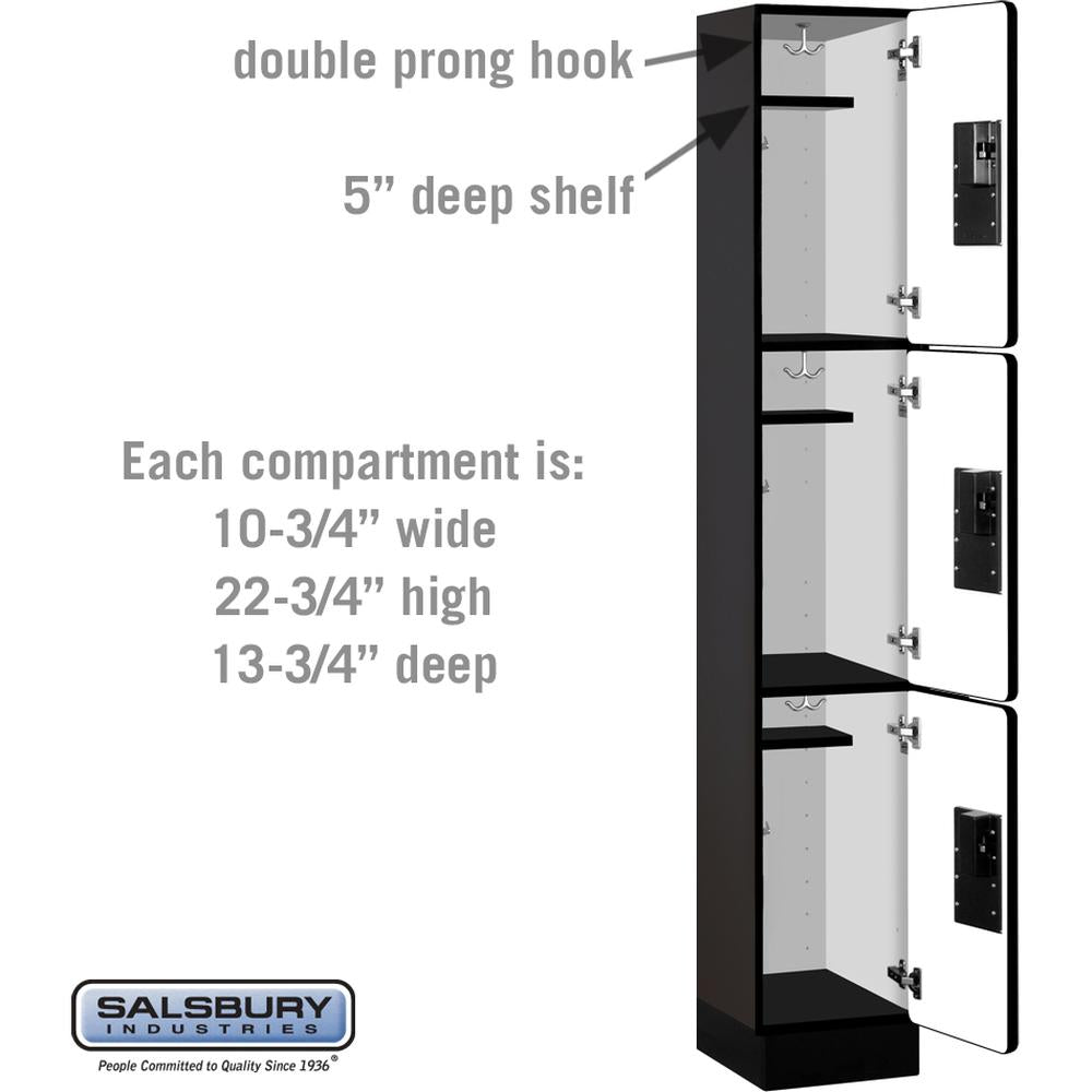 12" Wide Triple Tier Designer Wood Locker - 1 Wide - 6 Feet High - 15" Deep by Salsbury