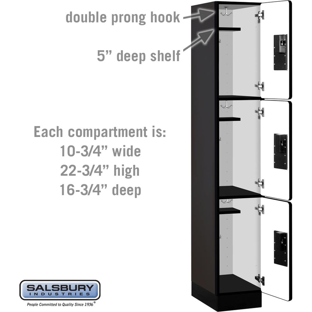 12" Wide Triple Tier Designer Wood Locker - 1 Wide - 6 Feet High - 18" Deep by Salsbury