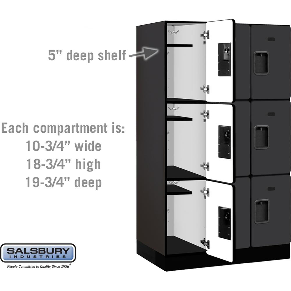 12" Wide Triple Tier Designer Wood Locker - 3 Wide - 5 Feet High - 21" Deep by Salsbury