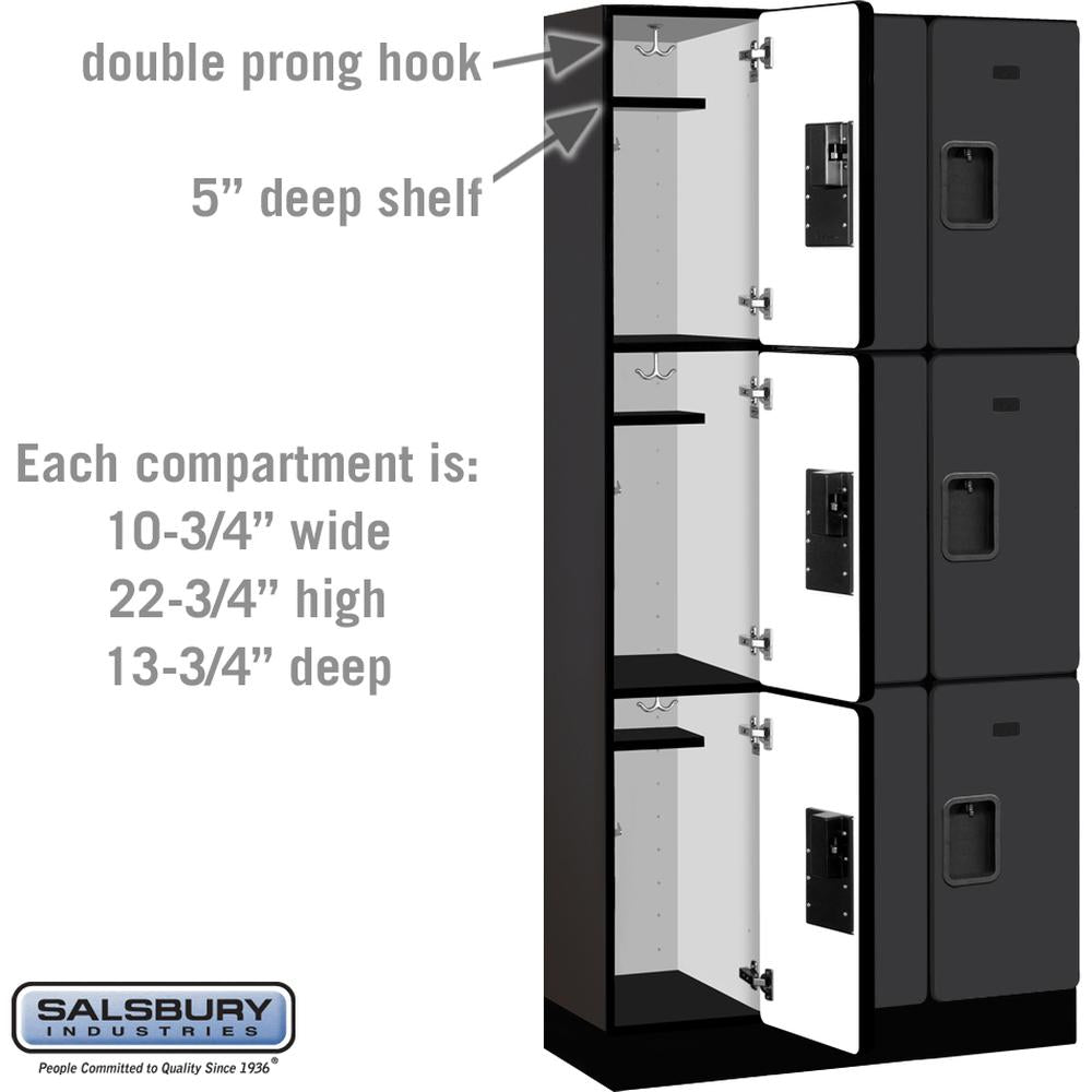 12" Wide Triple Tier Designer Wood Locker - 3 Wide - 6 Feet High - 15" Deep by Salsbury
