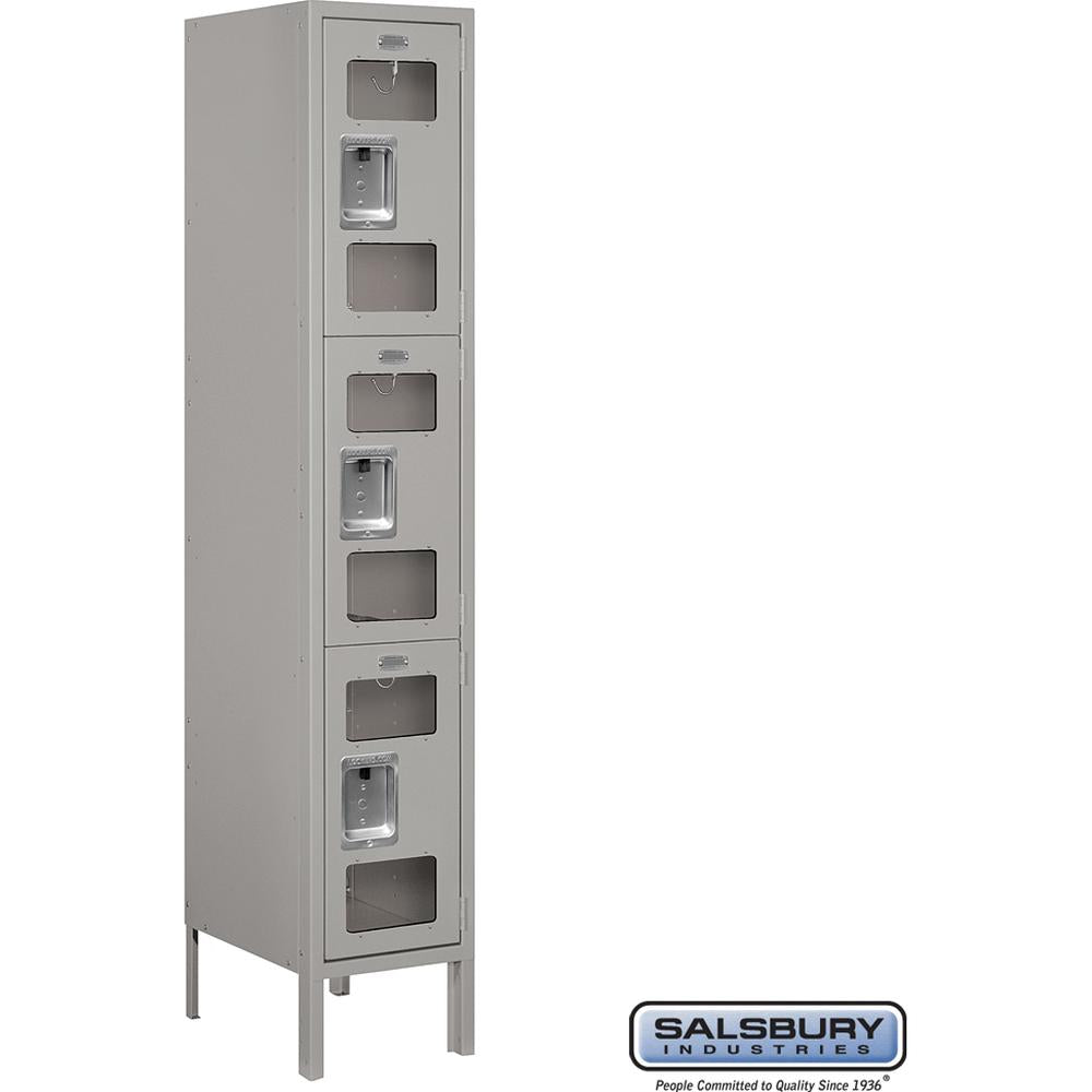 12" Wide Triple Tier See-Through Metal Locker - 1 Wide - 5 Feet High - 15" Deep by Salsbury